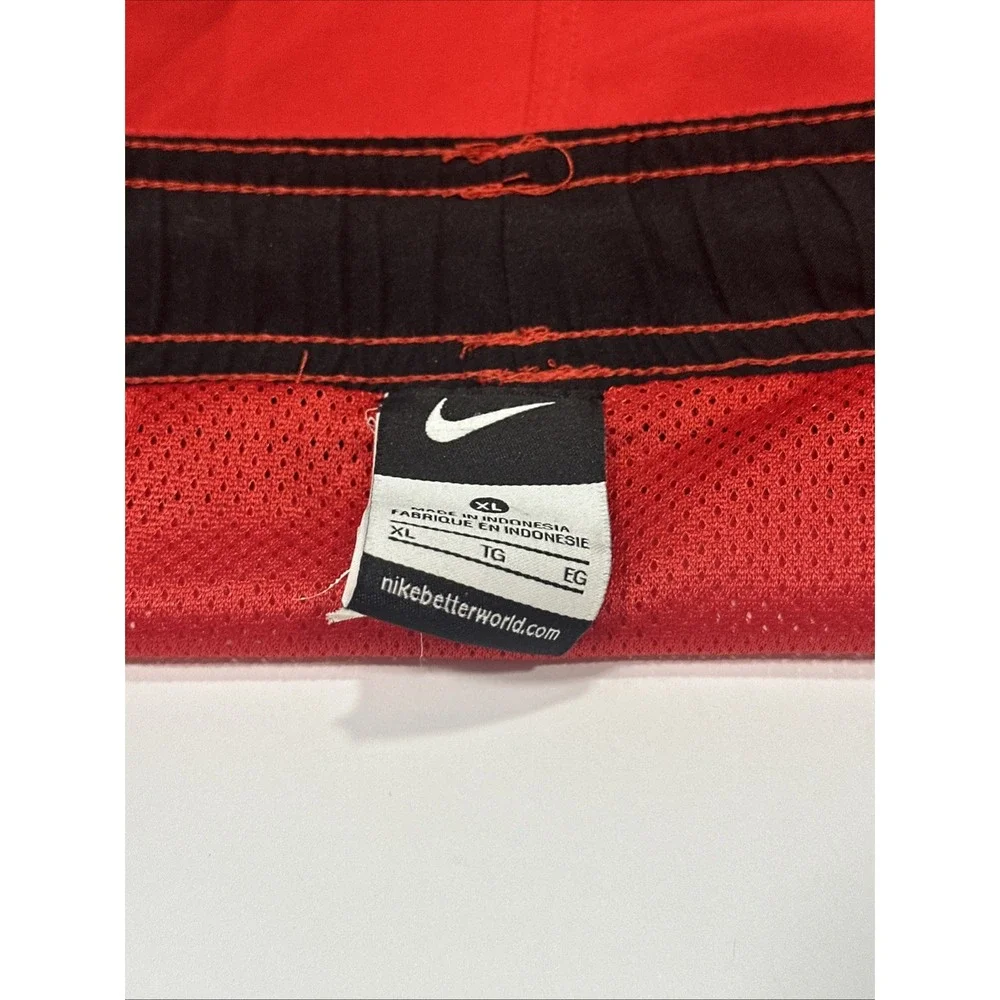 Nike Swim Shorts Mesh Lined Drawstring Red Black Cargo‎ Swoosh Men's Size XL